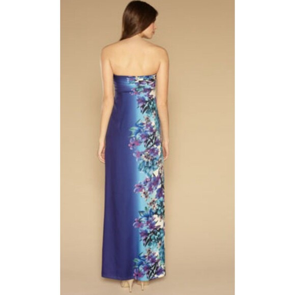 Monsoon Purple Strapless Floral  Maxi  Evening Gown Dress Women's US Sz 4 New - Picture 2 of 8